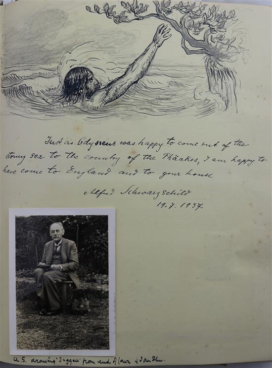 A remarkable diary containing Alfred Schwarzschild (1874-) sketches, letters from famous people of the day c.1935